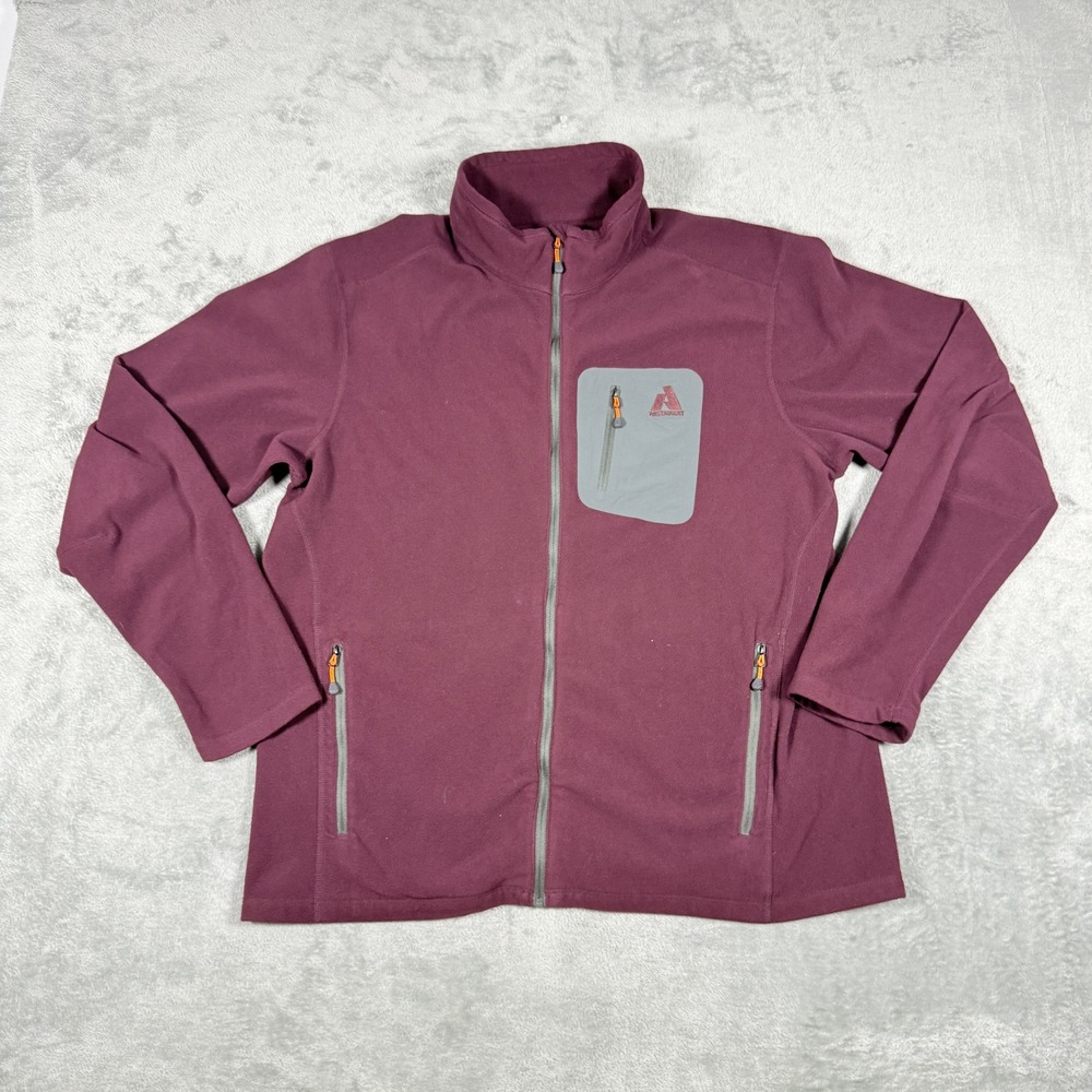 Eddie Bauer First Ascent Mens Large Fleece Jacket Burgundy Full Zip